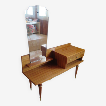 Coiffeuse console - meuble d’entrée - tiroir et miroir – années 60 – vintage – moderniste