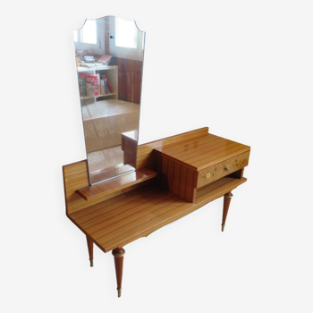 Console dressing table - entrance furniture - drawer and mirror - 60s - vintage - modernist