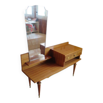 Coiffeuse console - meuble d’entrée - tiroir et miroir – années 60 – vintage – moderniste