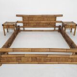 Bamboo two person bed 180 x 210 cm with night stands
