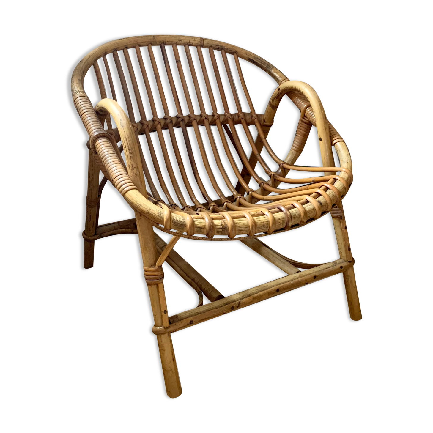 Rattan shell armchair, children's model