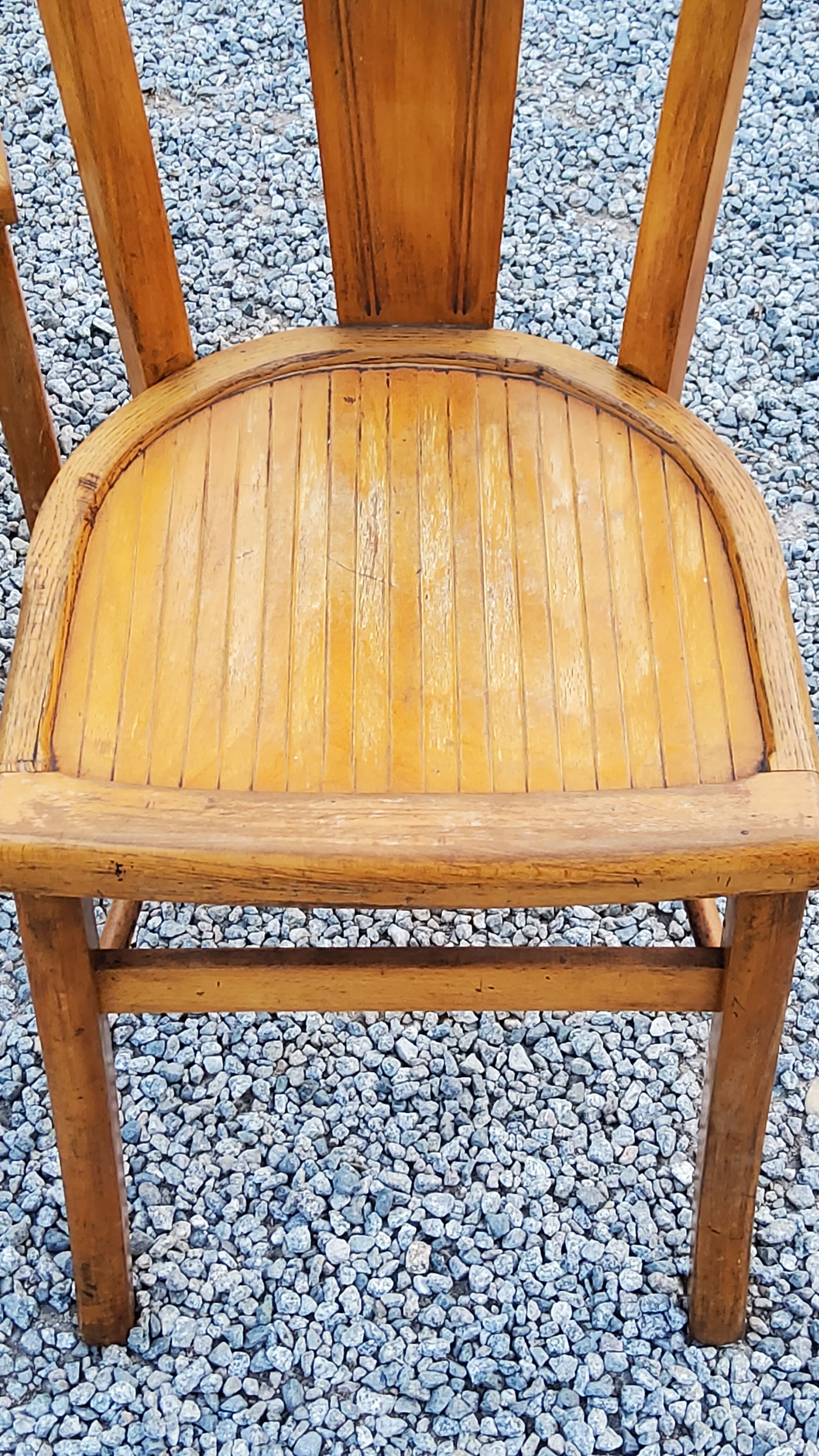 Set of 4 bistro chairs in beech and blond oak from the 50s
