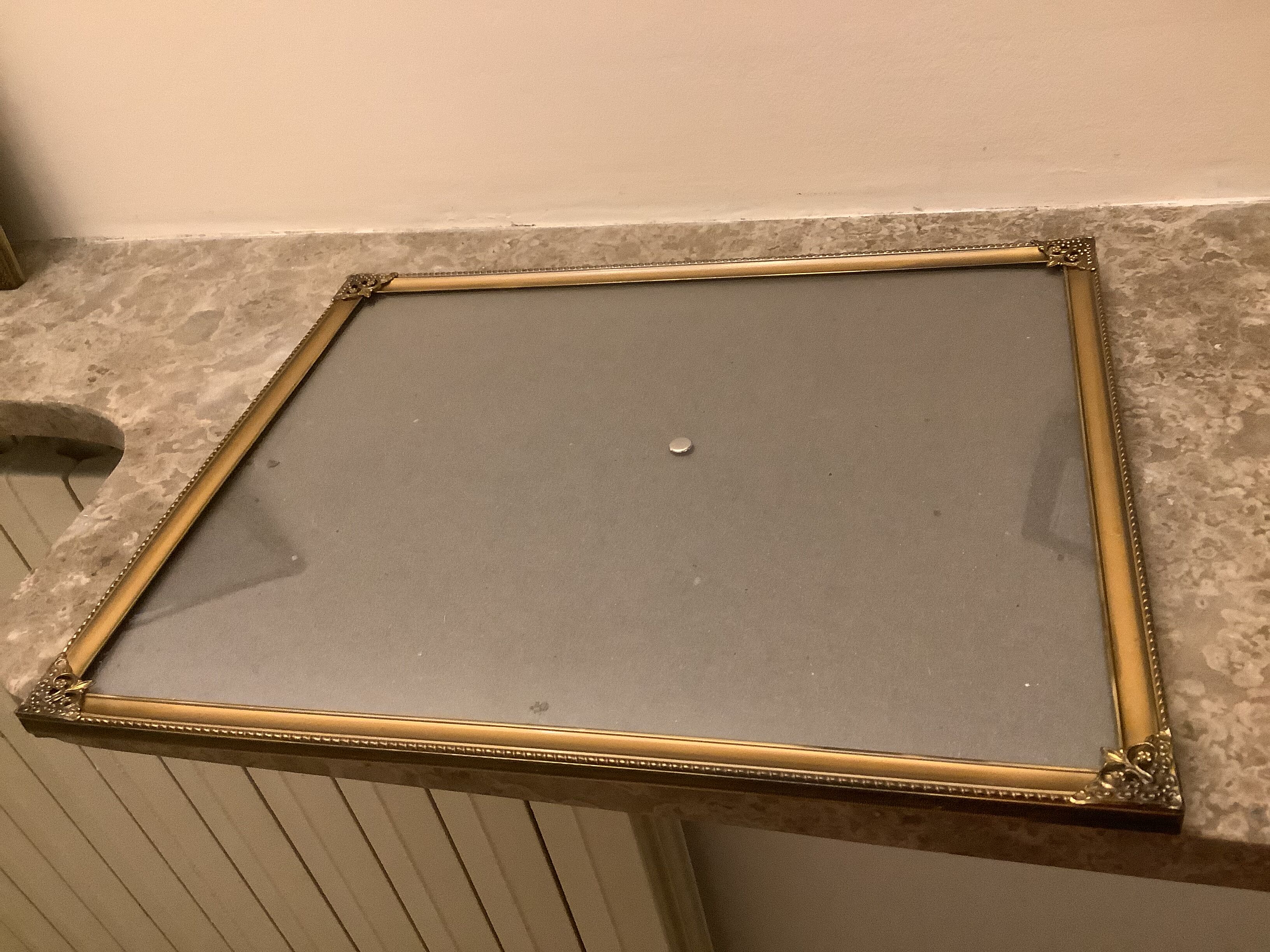 4 old large picture frames metal curved glass