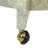 Round Marble Side Table Plant Table on Wheels 1970s