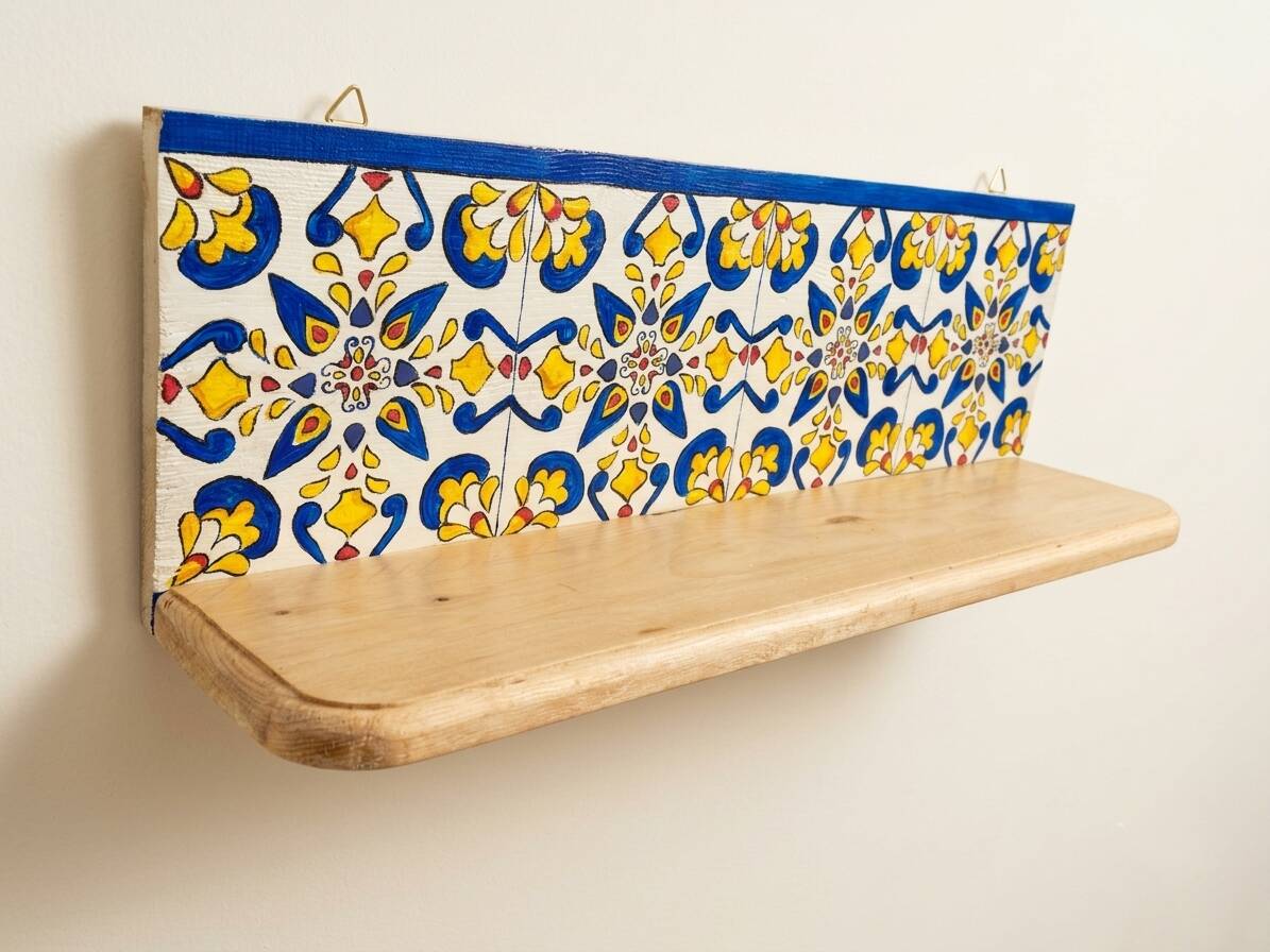 Hand-painted wall shelf