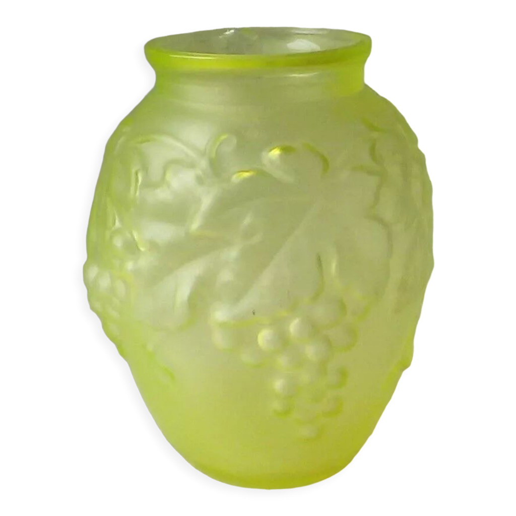 Vase En Verre Décoré Grappe De Raisin, Pieds En Patte De Lion, Transparent, Occasion