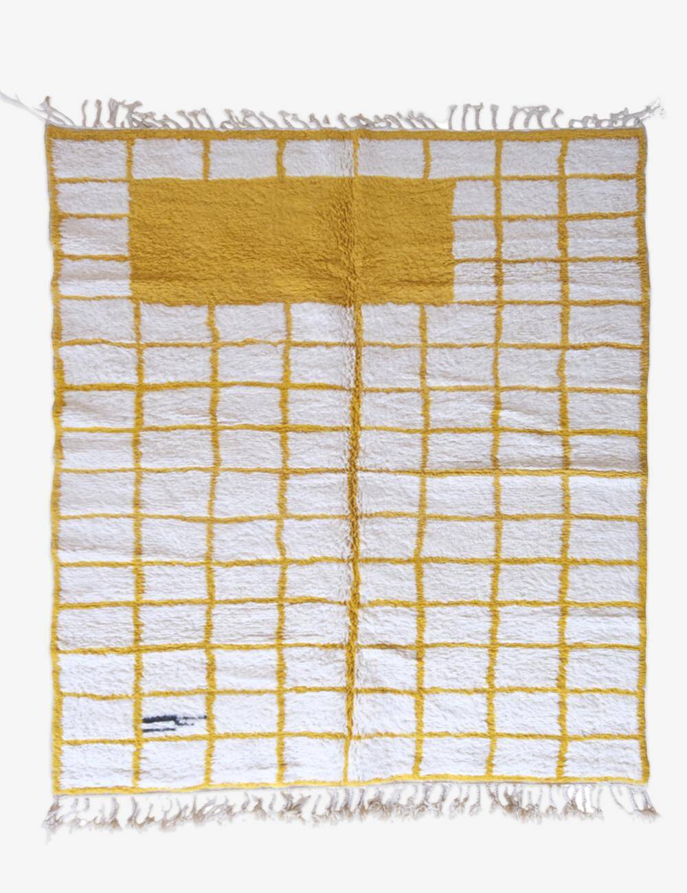 Contemporary Yellow and White Rug - 266 x 215 cm