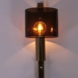 Danish Gilt Brass & Smoked Acrylic Glass Sconce from Hassel & Teudt, 1960s