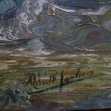 Hs painting/canvas fishing scene fisherman from cagnes sur mer signed lower right