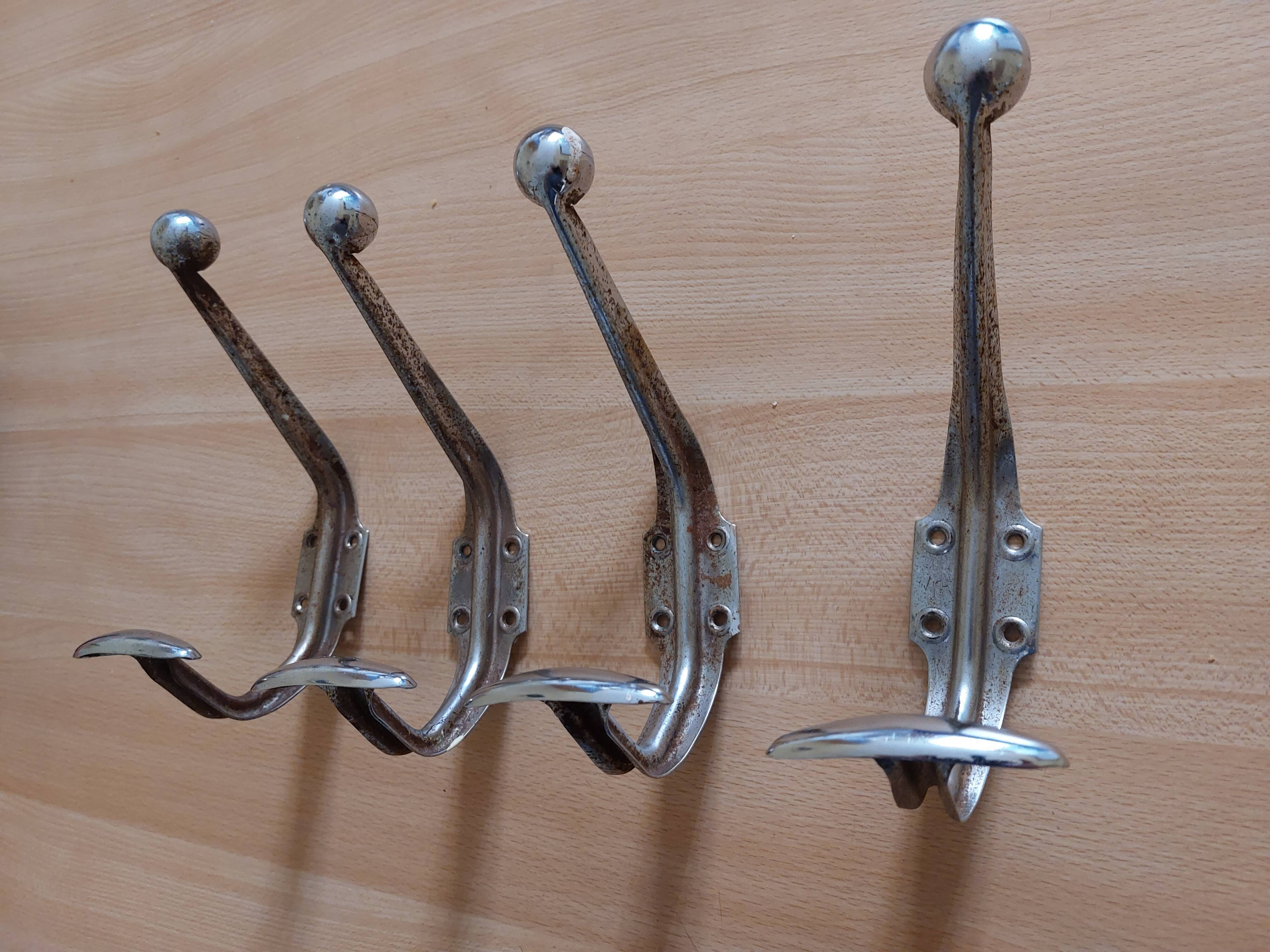 4 metal wall hooks 50s