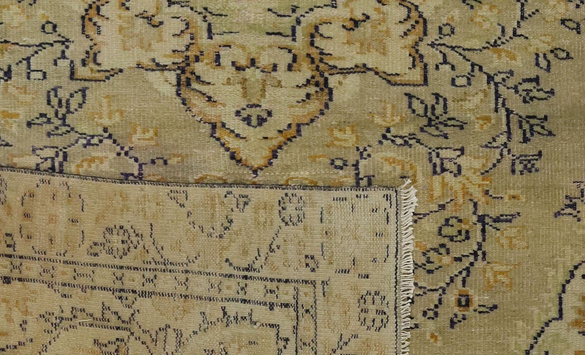 Vintage Turkish Floral Medallion Rug Beige 290 x 164 cm
