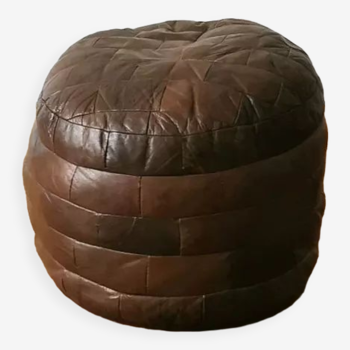 Patchwork leather pouf 1970