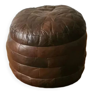 Pouf en cuir patchwork 1970