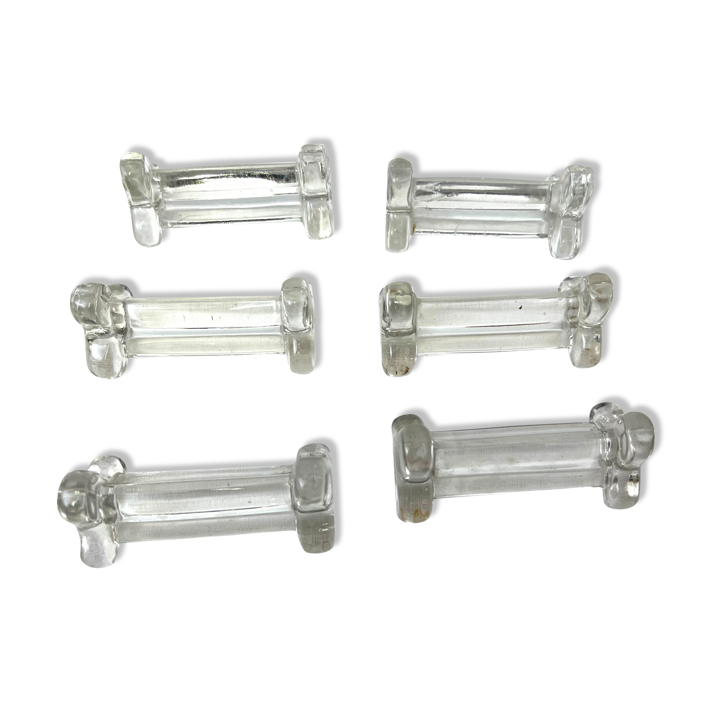 6 vintage glass knife holder year 60