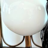 Vintage wall or table lamp in black ceramic / opaline globe