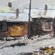 Mid-Century Modern Swedish "Chimneys" Vintage Winter Street Scene Oil Painting, Framed