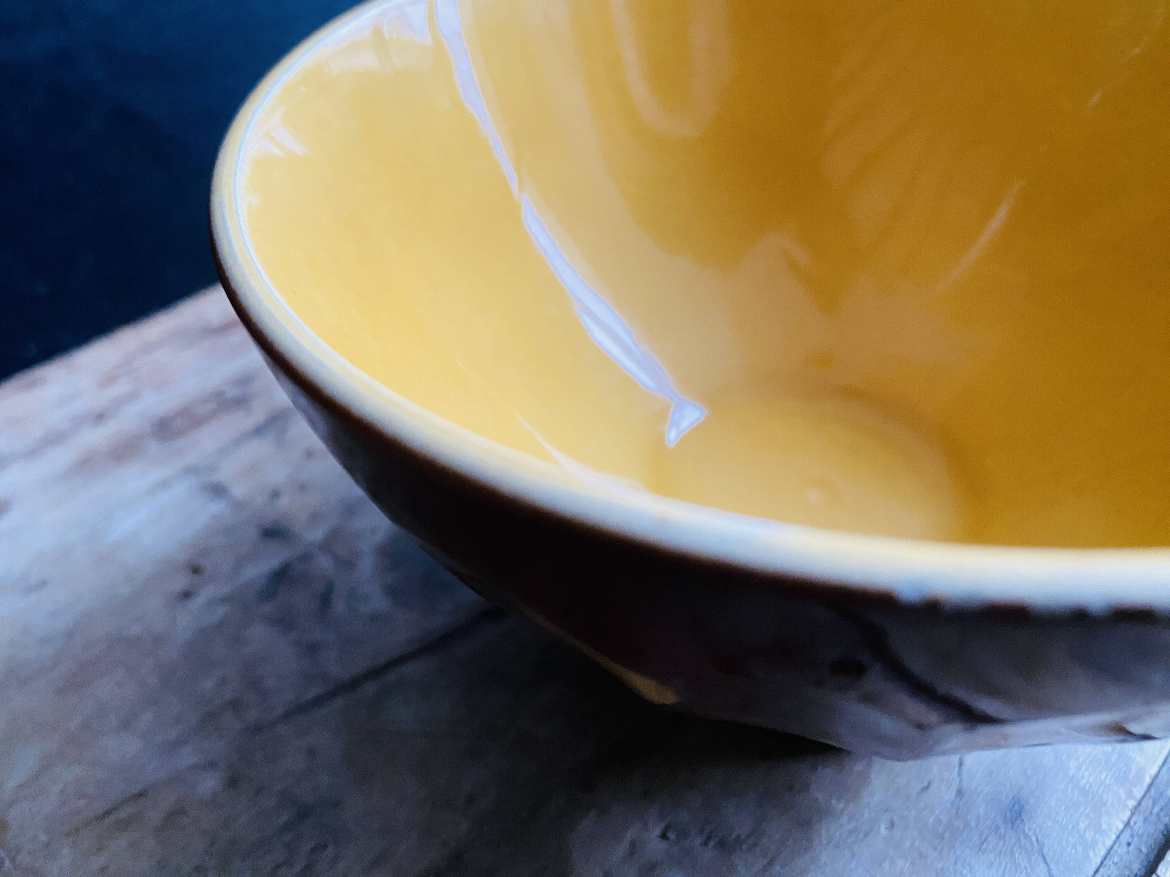 Old faceted bowl with polka dot pattern from the Sarreguemines earthenware factory