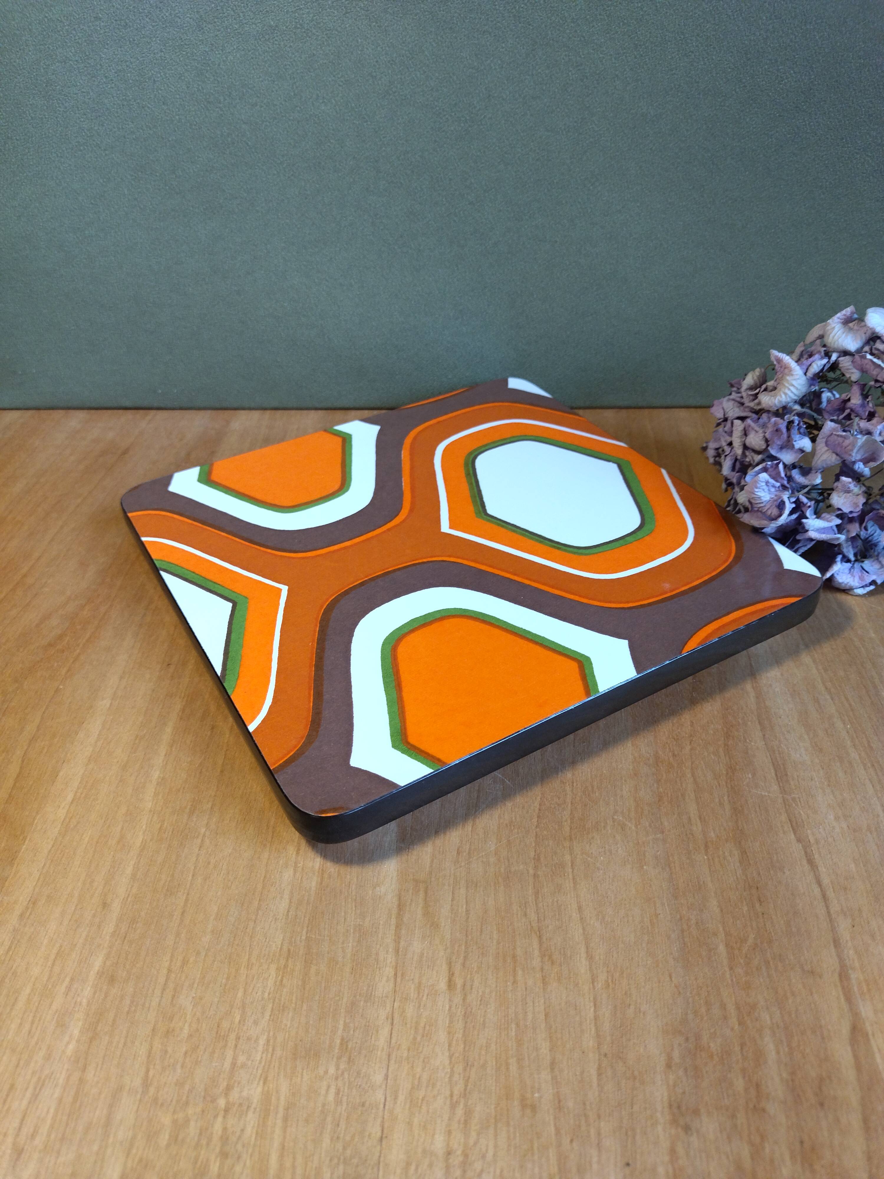 Vintage formica orange and white underside