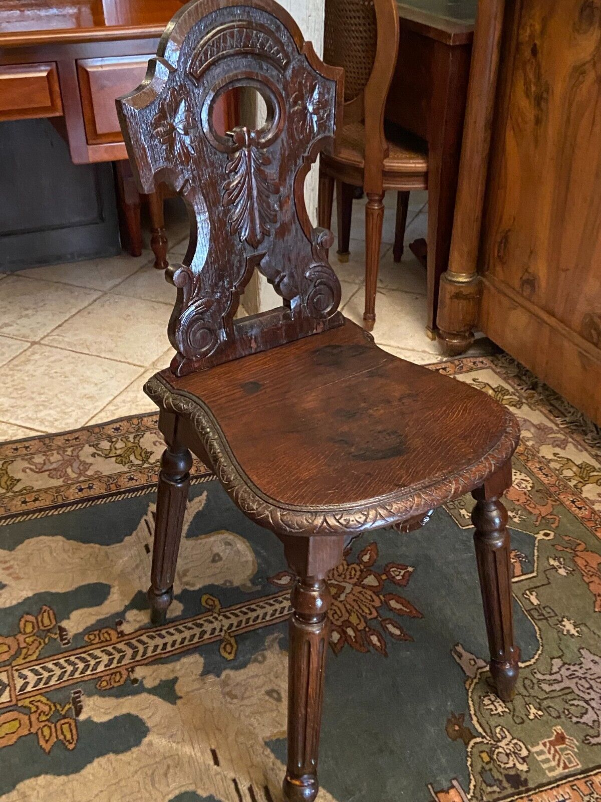 Lorraine nineteenth century chair in solid oak richly carved regency style