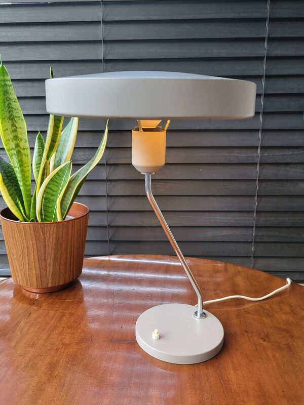Lampe de bureau vintage Louis Kalff, modèle Romeo, années 1960, gris, Pays-Bas