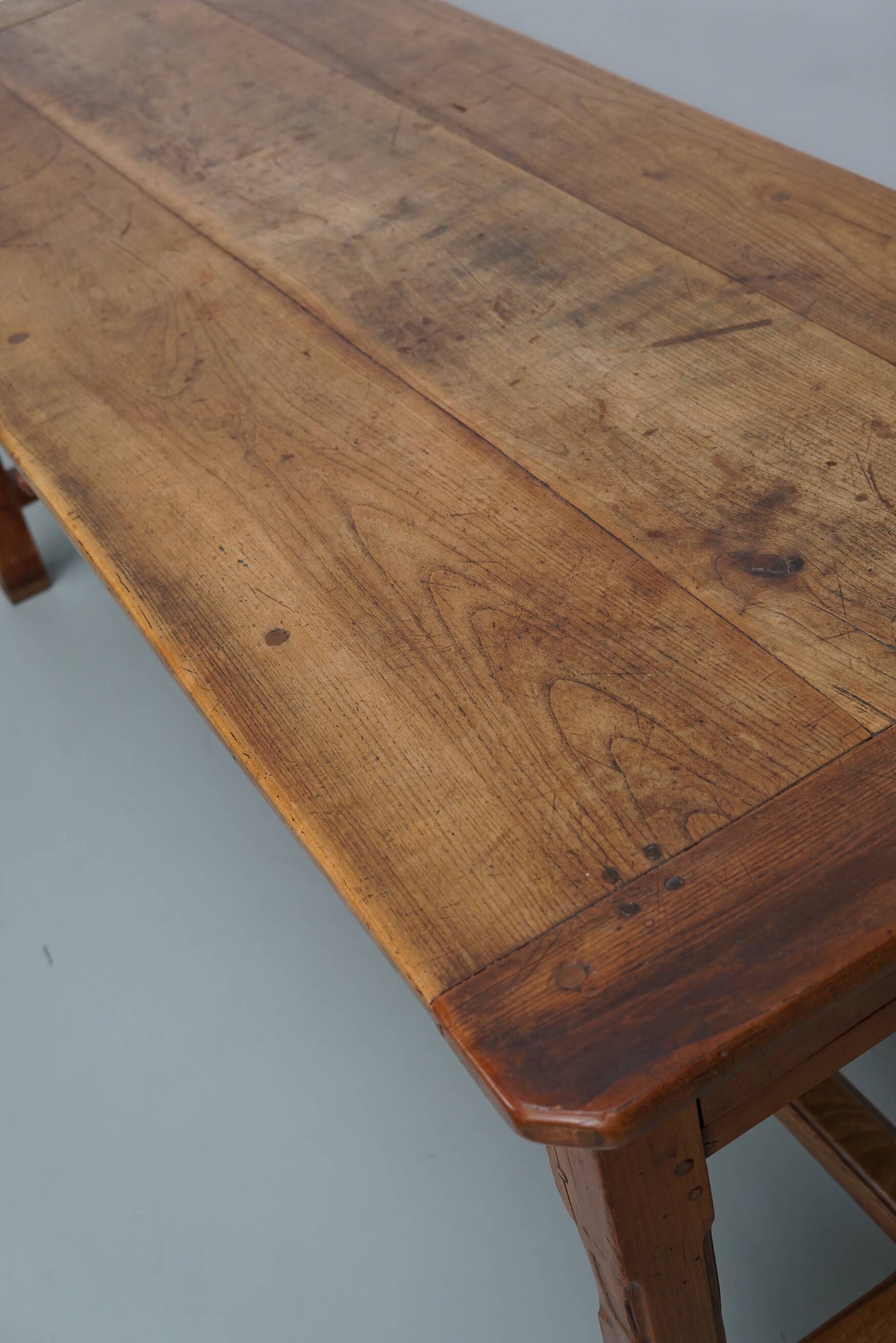 Antique elm 19th century french rustic farmhouse dining table