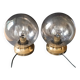 2 lampes de table globes bullés et laiton Limburg 1970