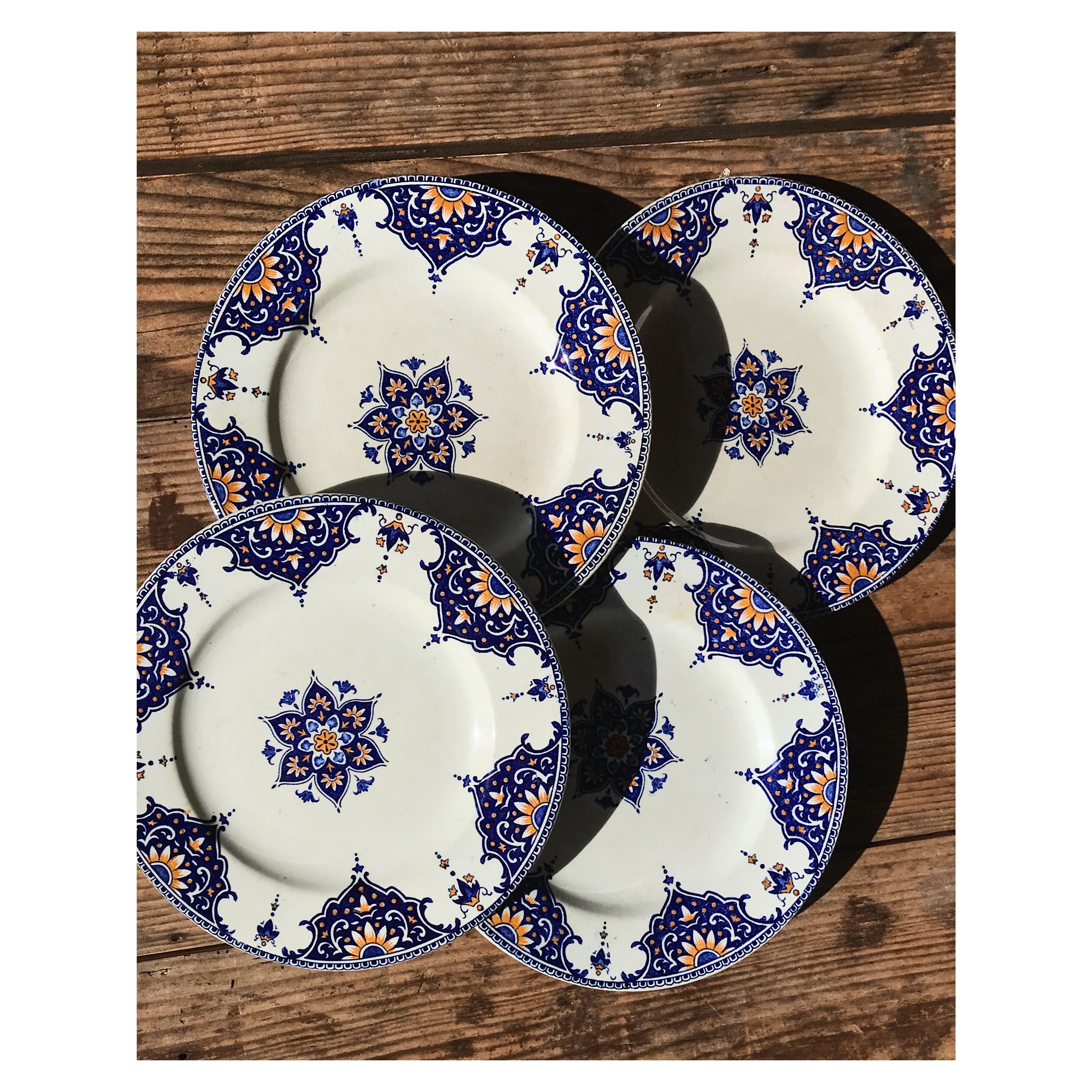 Lot de 4 assiettes à dessert en faïence de Lunéville