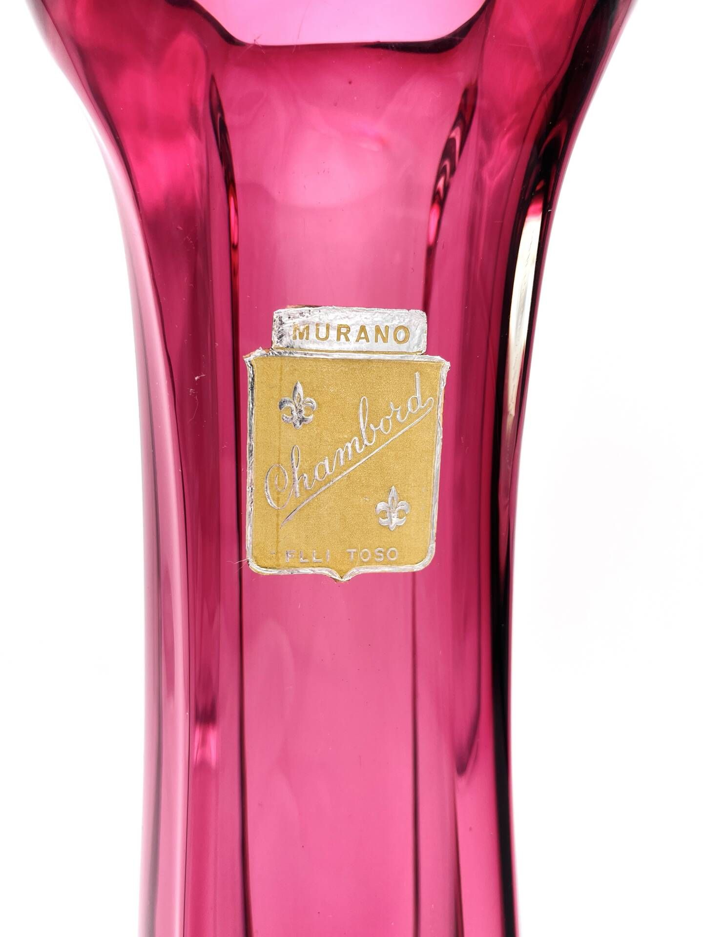 Murano Vase Fratelli Toso Chambord Sommerso Red Labelled 35cm