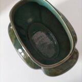Cache-pot Art déco lobé en faïence émaillée vert turquoise