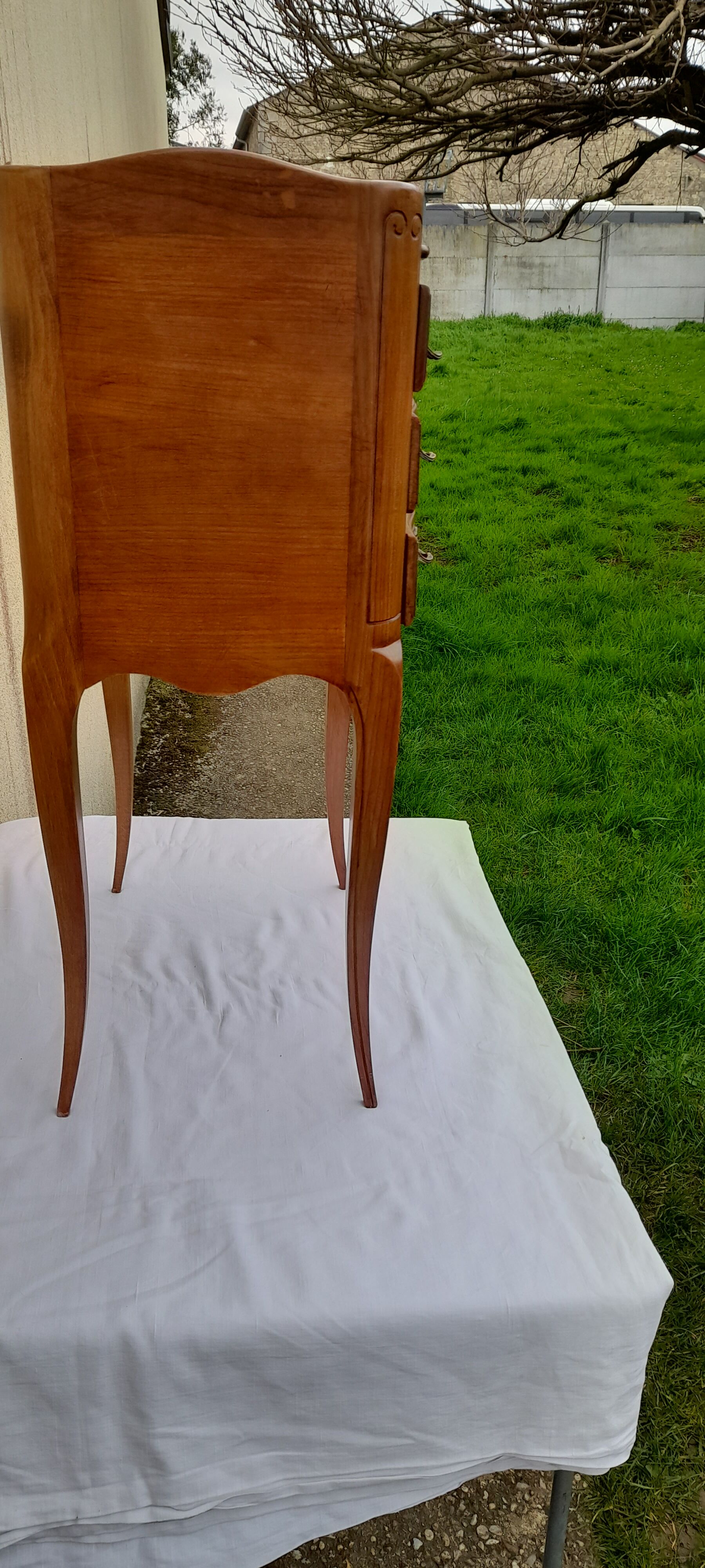 Bedside table 3 drawers Louis XV style