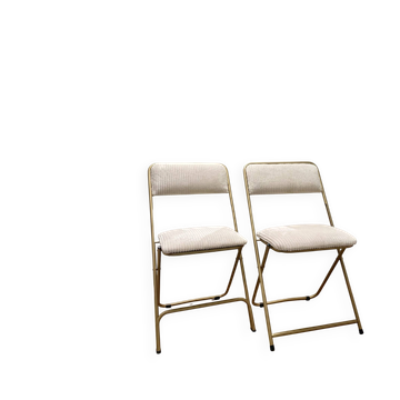 Set of 2 Lafuma Chantazur folding chairs – Beige corduroy – Vi