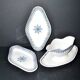 Saint Amand sauce boat and 2 earthenware dishes with navy blue rose decoration Primax