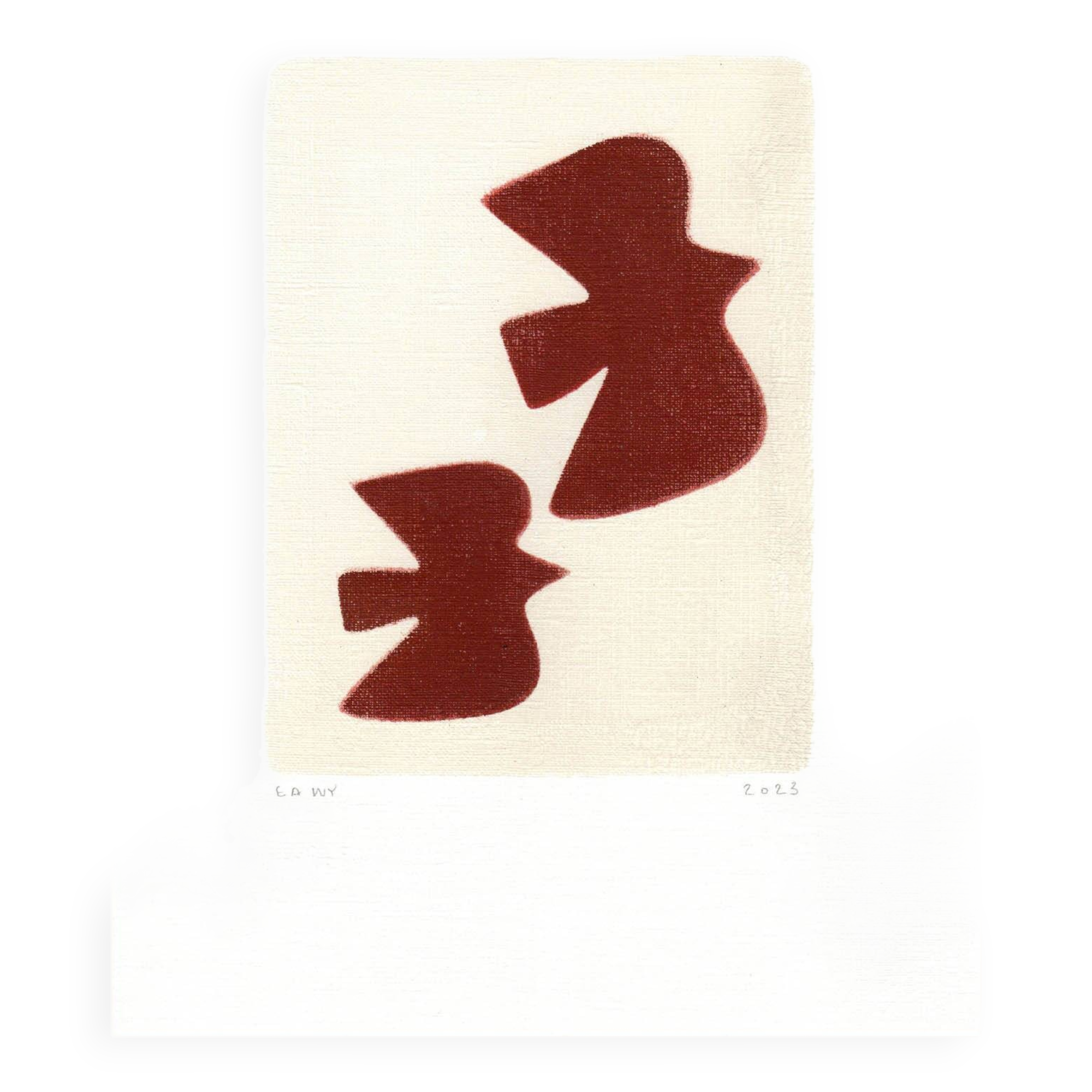 Birds illustration - dark terracotta - signed eawy