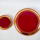 set of trivets, bottle coasters and knife holders in art de cherry-colored ceramic