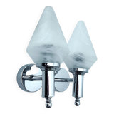 Pair vintage wall lamps 70s, chrome and glass