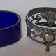 Louis XVI style salt cellar with silver collar mount and blue glass