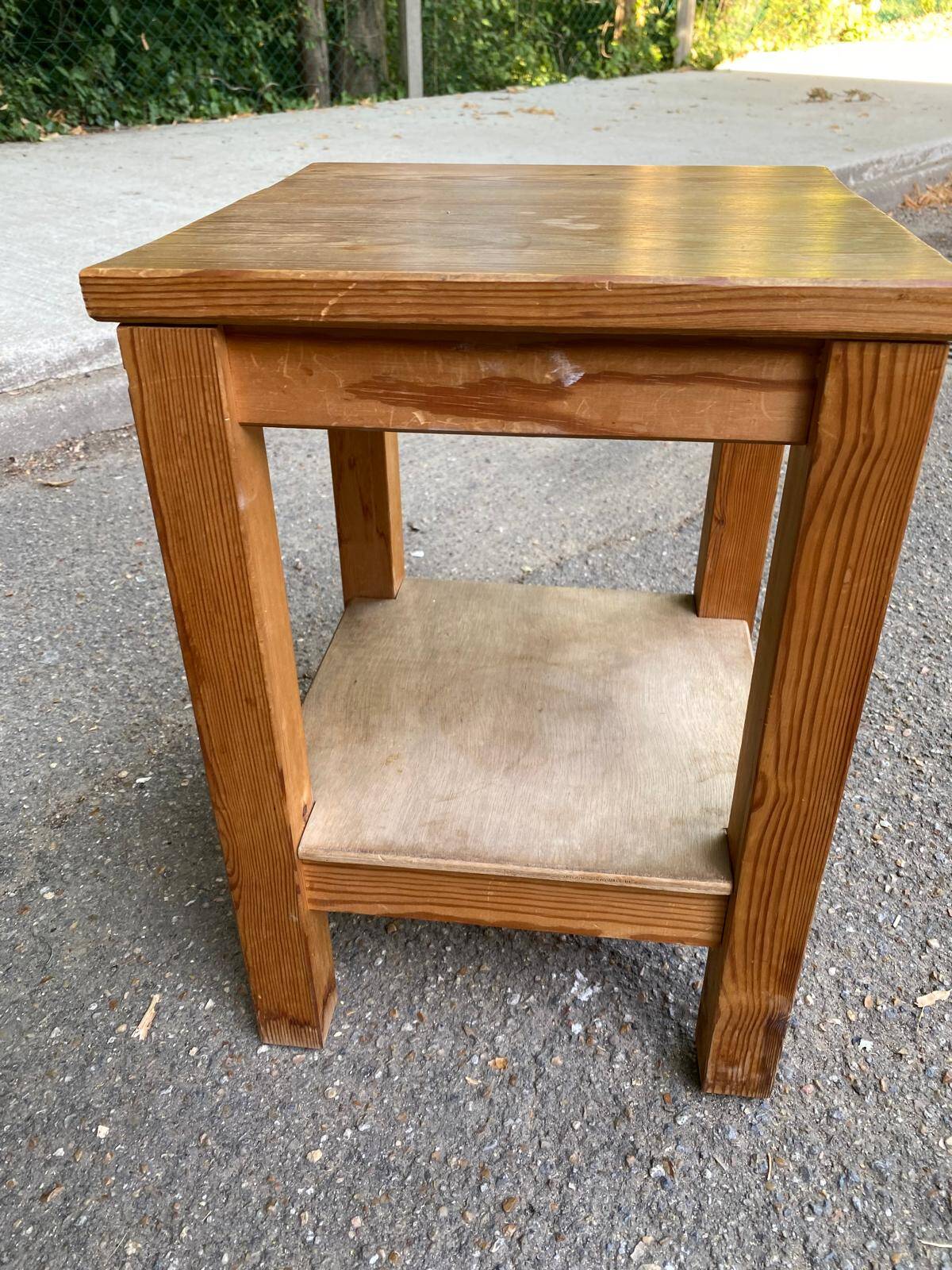 Vintage solid wood square farmhouse stool