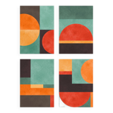 4 Colorful Geometric Art Prints