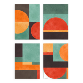 4 Colorful Geometric Art Prints
