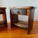Pair of solid elm bedside tables, France 1970.