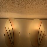 Pair of vintage 1960s opaline brass petal wall lights - 21 cm