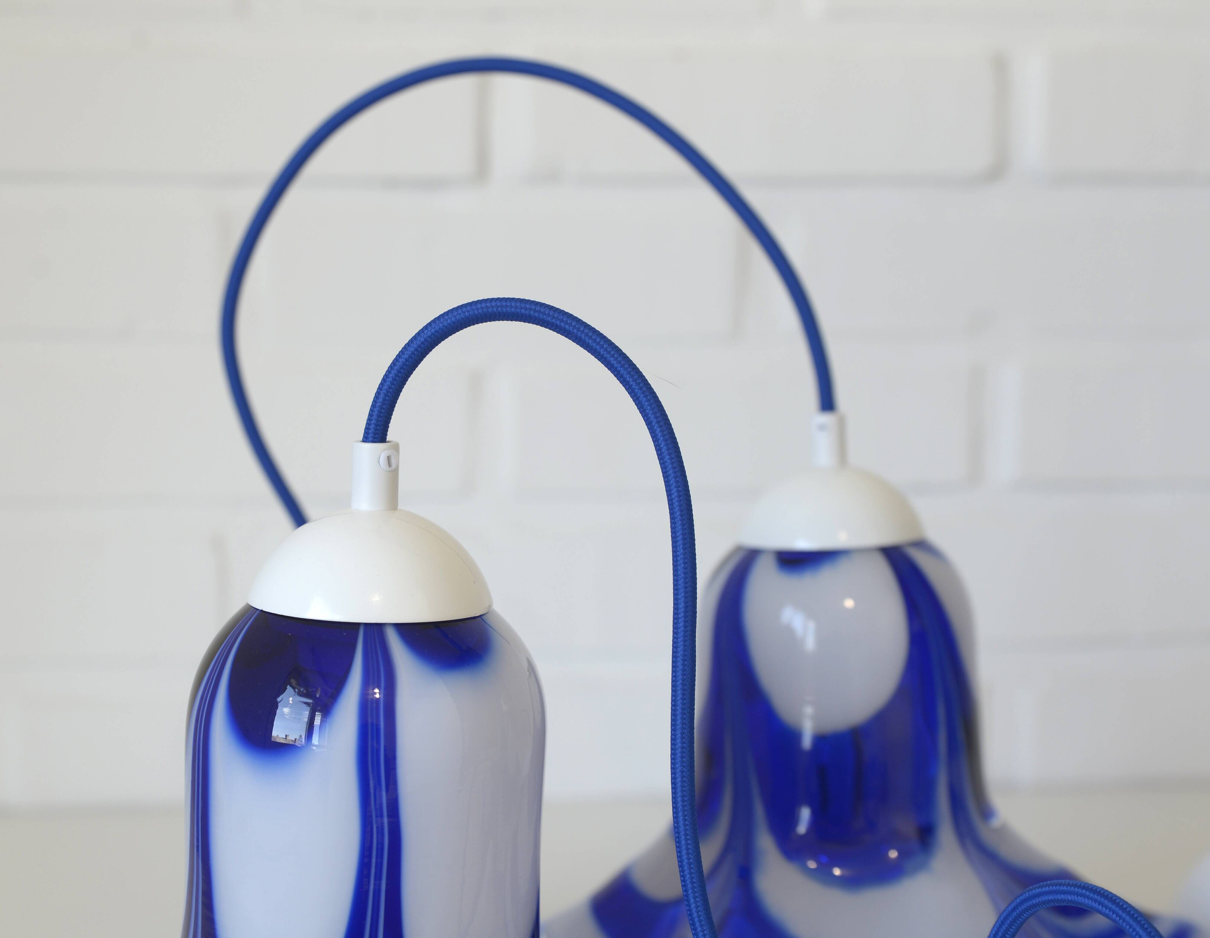 Ensemble de 3 suspensions en verre Mazzega Murano / Années 1970 / Redesign