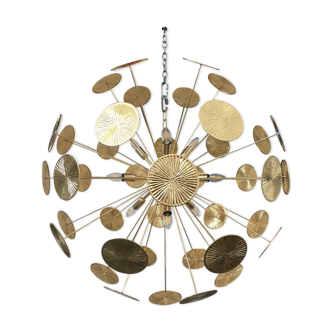 Sputnik chandelier with golden metal frame from the early 21st century