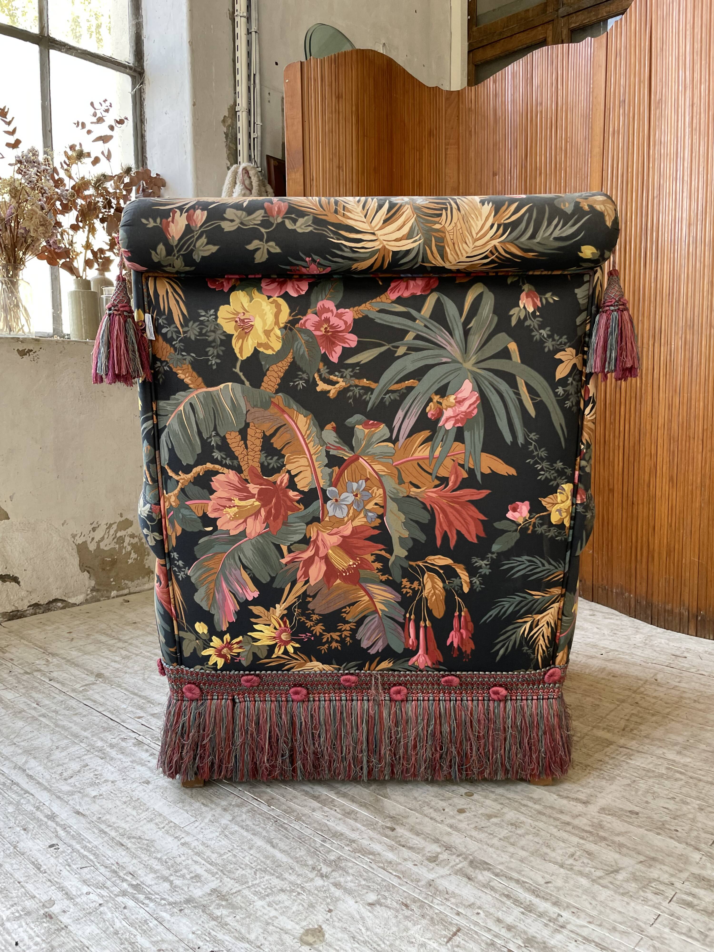 Jean Roche flowered armchair with armrests