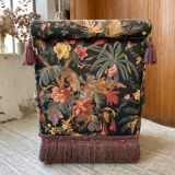 Fauteuil accoudoirs Jean Roche fleuri