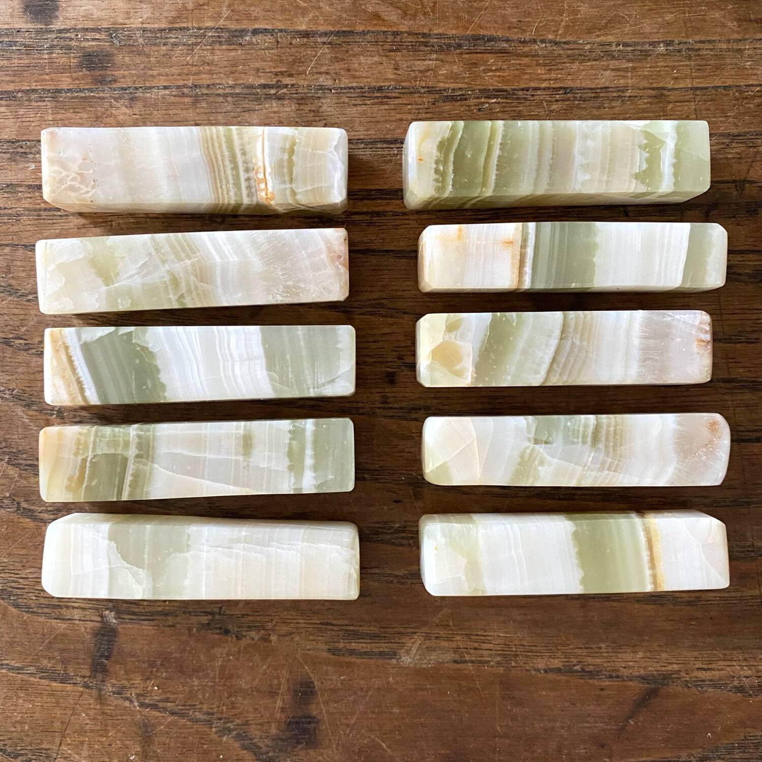 Minimalist knife rests in natural stone