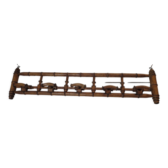 Porte manteau bois bambou 5 patères, 106cms de L