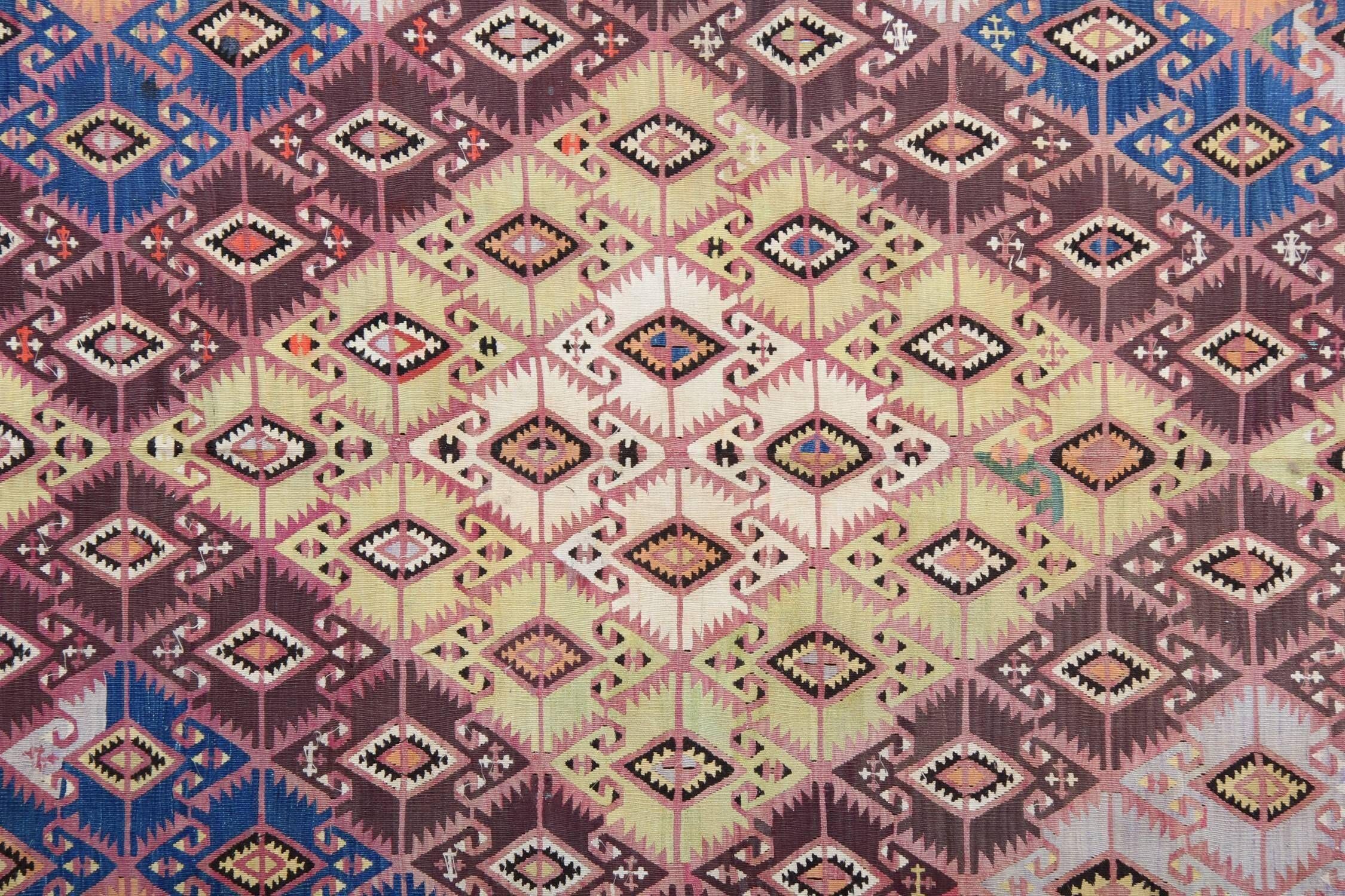 Antique Anatolian Carpet, Hand-Woven Runner, Turkish Kilim