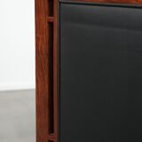 Art Deco design armchair with black leather with decorative stitching