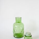 Carafe en verre bullé vert 1970